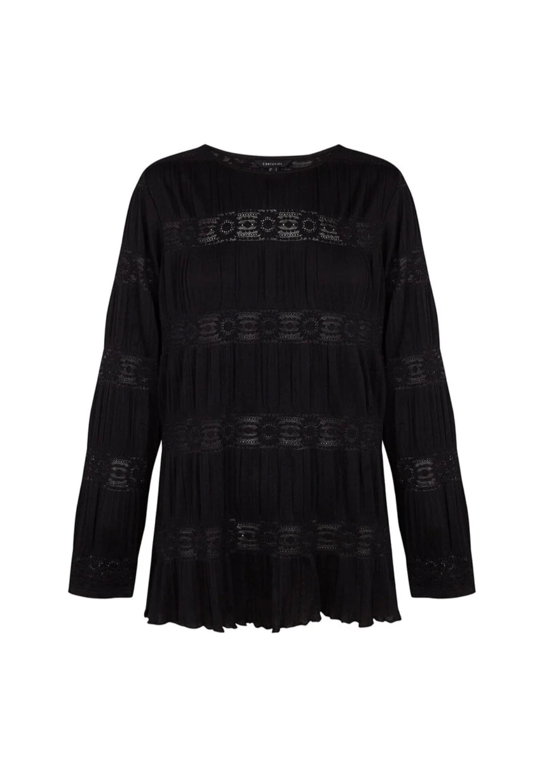 Cortefiel Floral Lace Fabric Blouse - Black 5 Shaws Department Stores