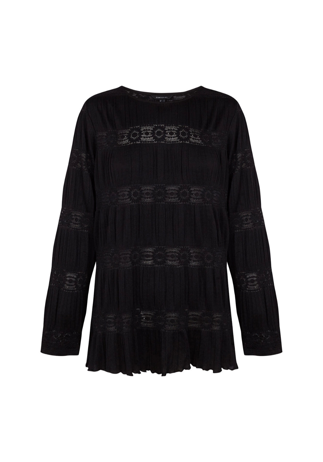 Floral Lace Fabric Blouse - Beige/camel