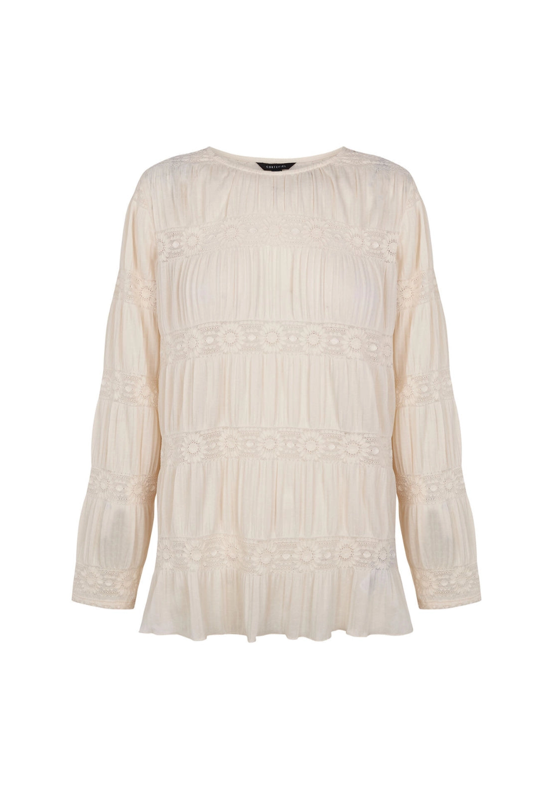 Floral Lace Fabric Blouse - Ivory