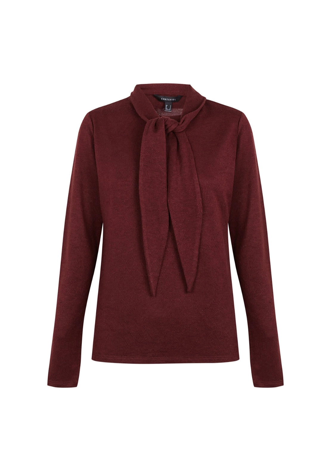 Scarf Detail Long Sleeve Top - Maroon