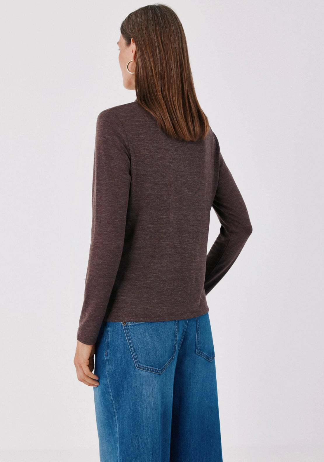 Stretch Button Through Shirt - Dark Brown