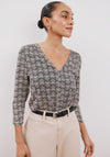 Flowy V Neckline T-Shirt - White Print