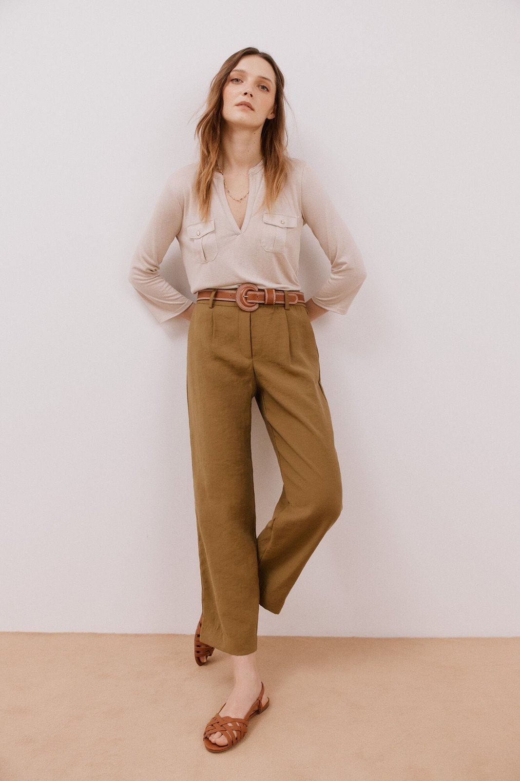 Cortefiel Cargo pockets t-shirt - Sand 1 Shaws Department Stores