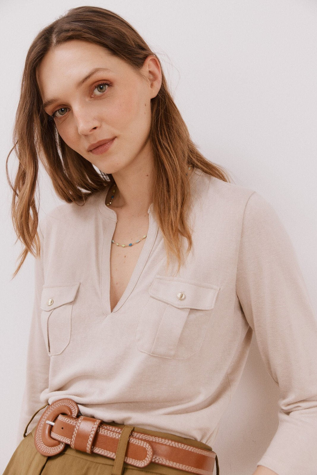 Cortefiel Cargo pockets t-shirt - Sand 5 Shaws Department Stores