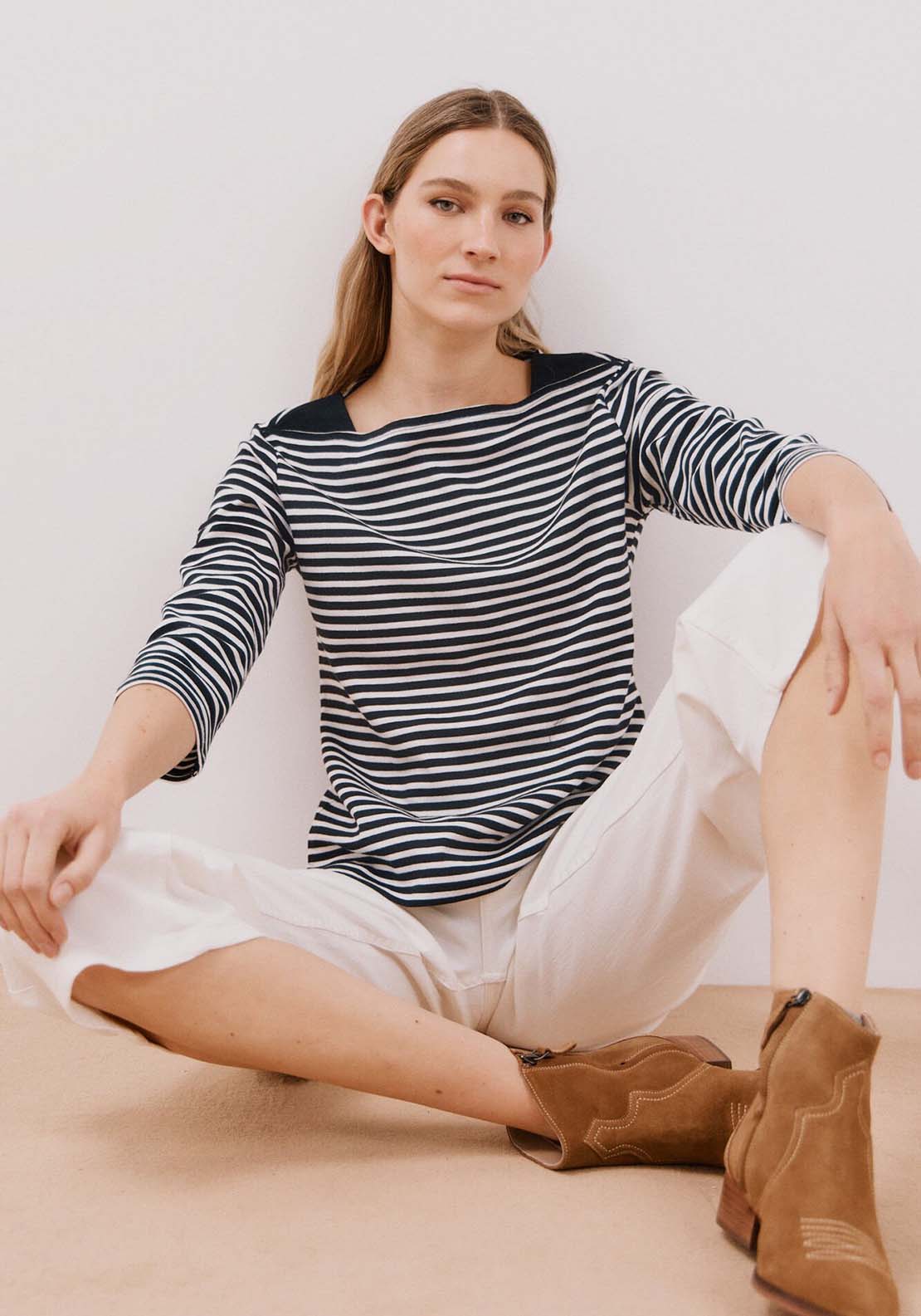 Cortefiel Striped t-shirt - White 5 Shaws Department Stores