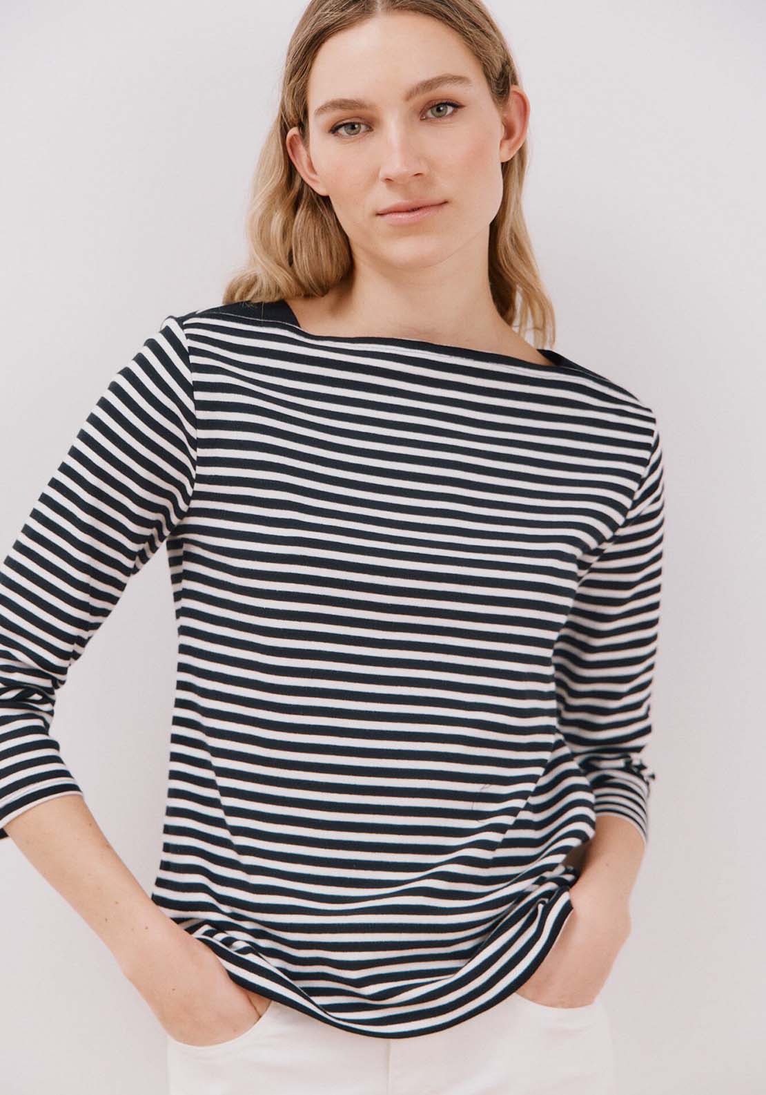 Cortefiel Striped t-shirt - White 1 Shaws Department Stores