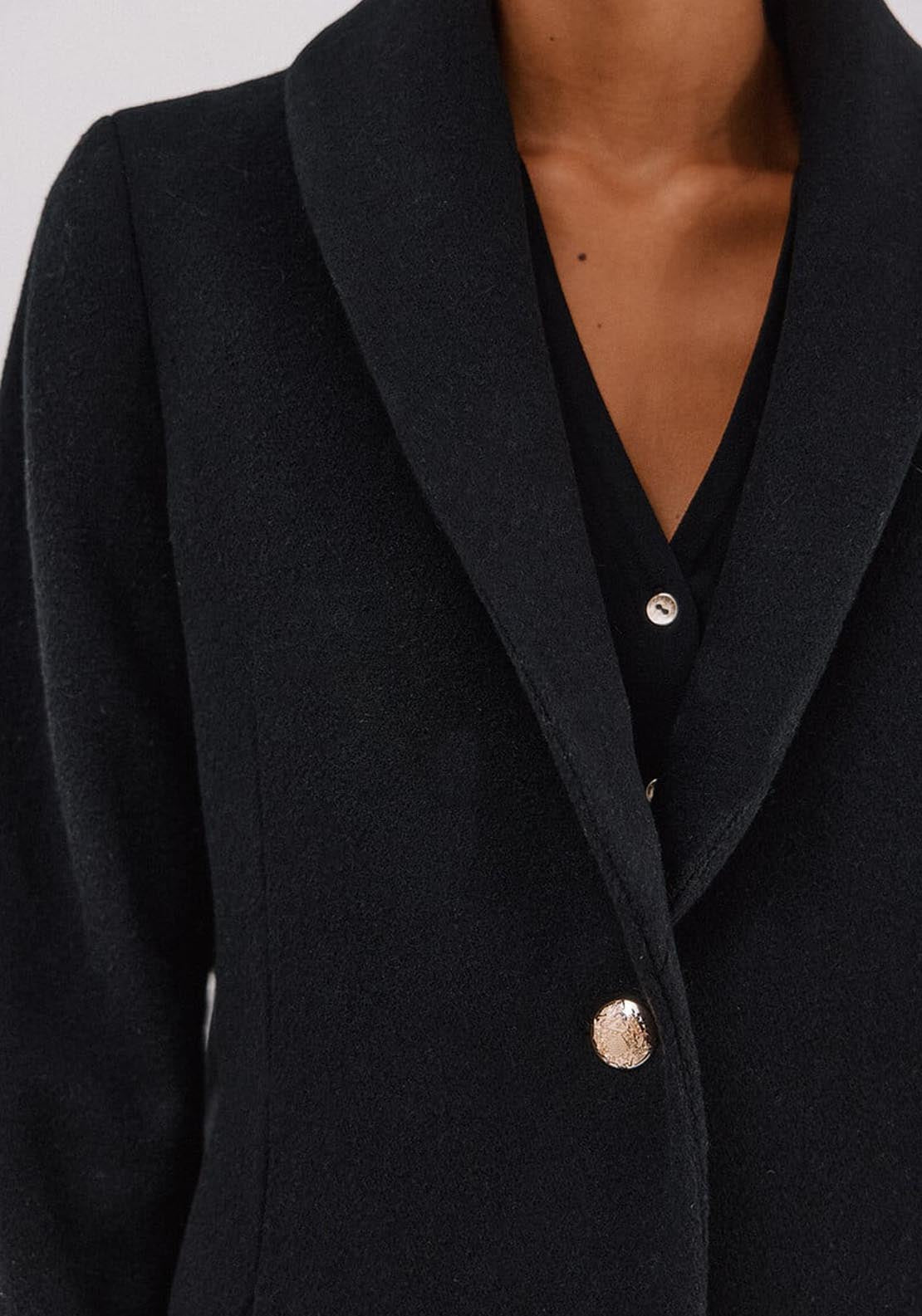 Coat With Fur Effect Detail - Black