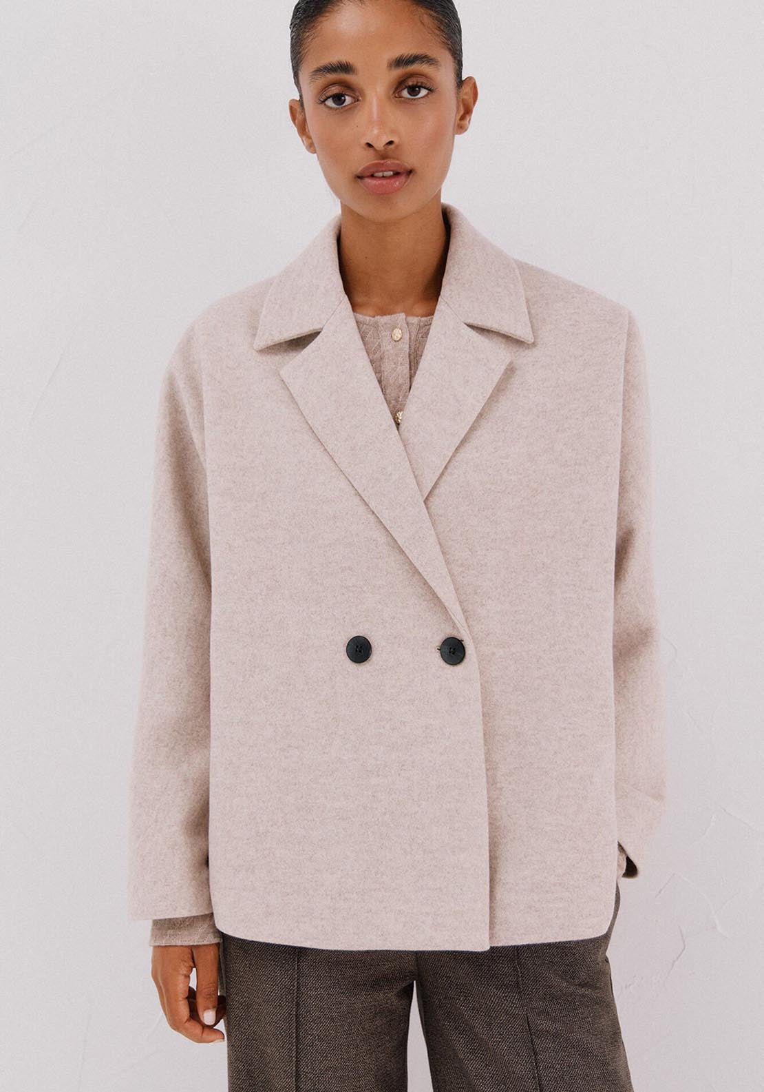 Short Unstructured Coat - Cream