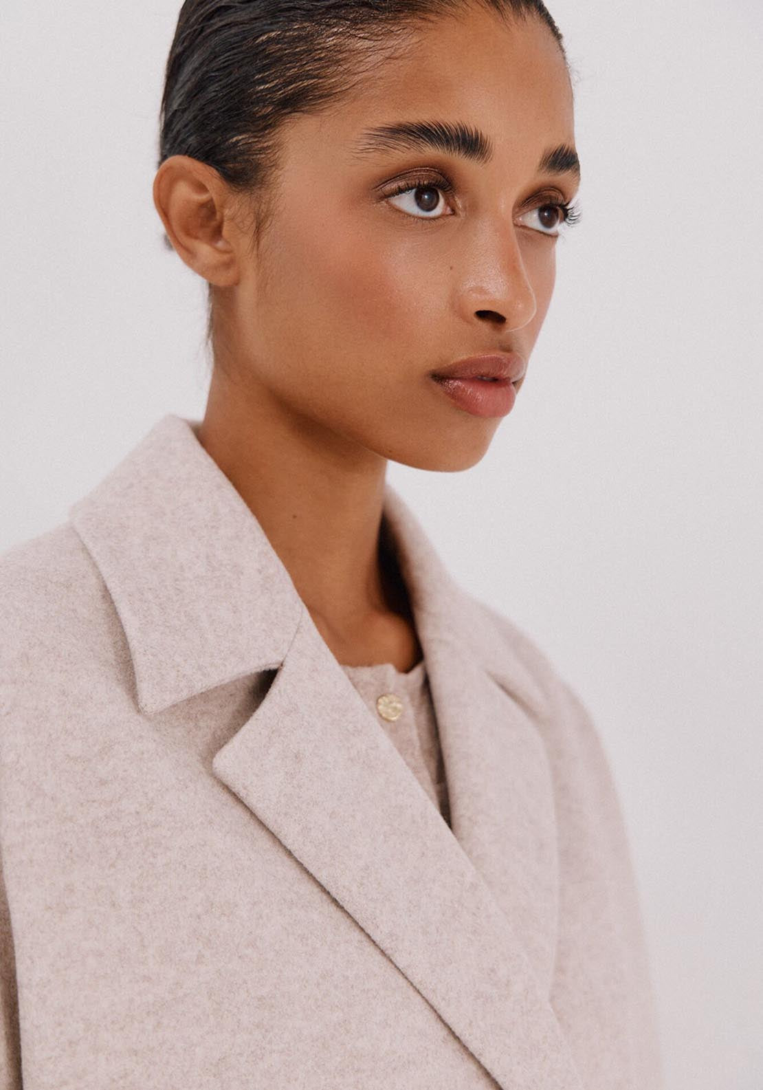 Short Unstructured Coat - Cream