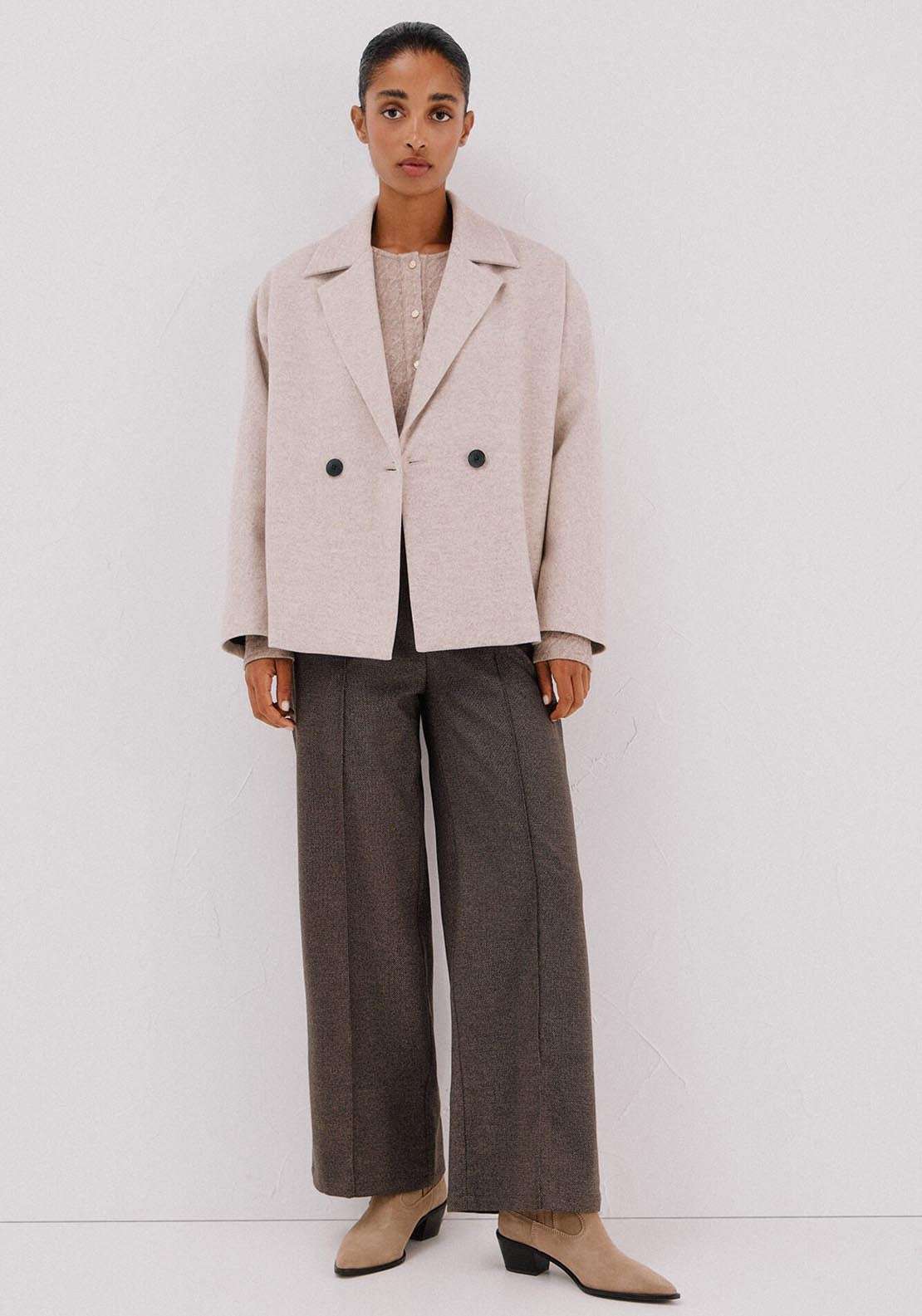 Short Unstructured Coat - Cream