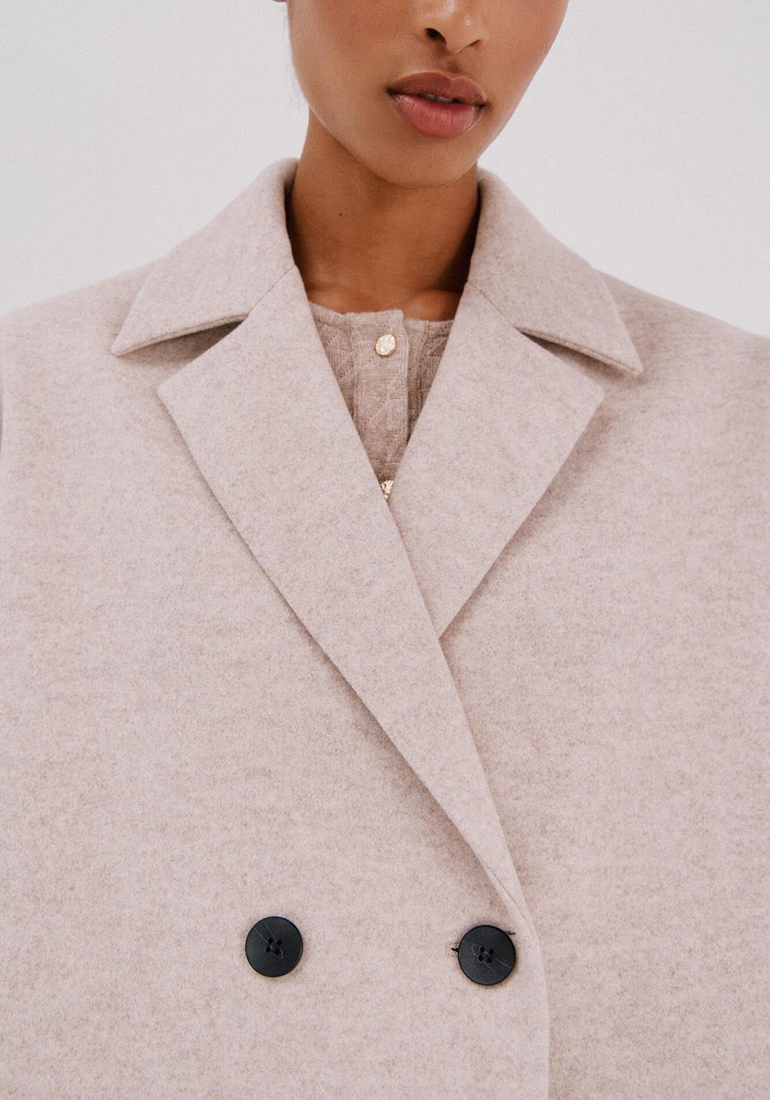 Short Unstructured Coat - Cream