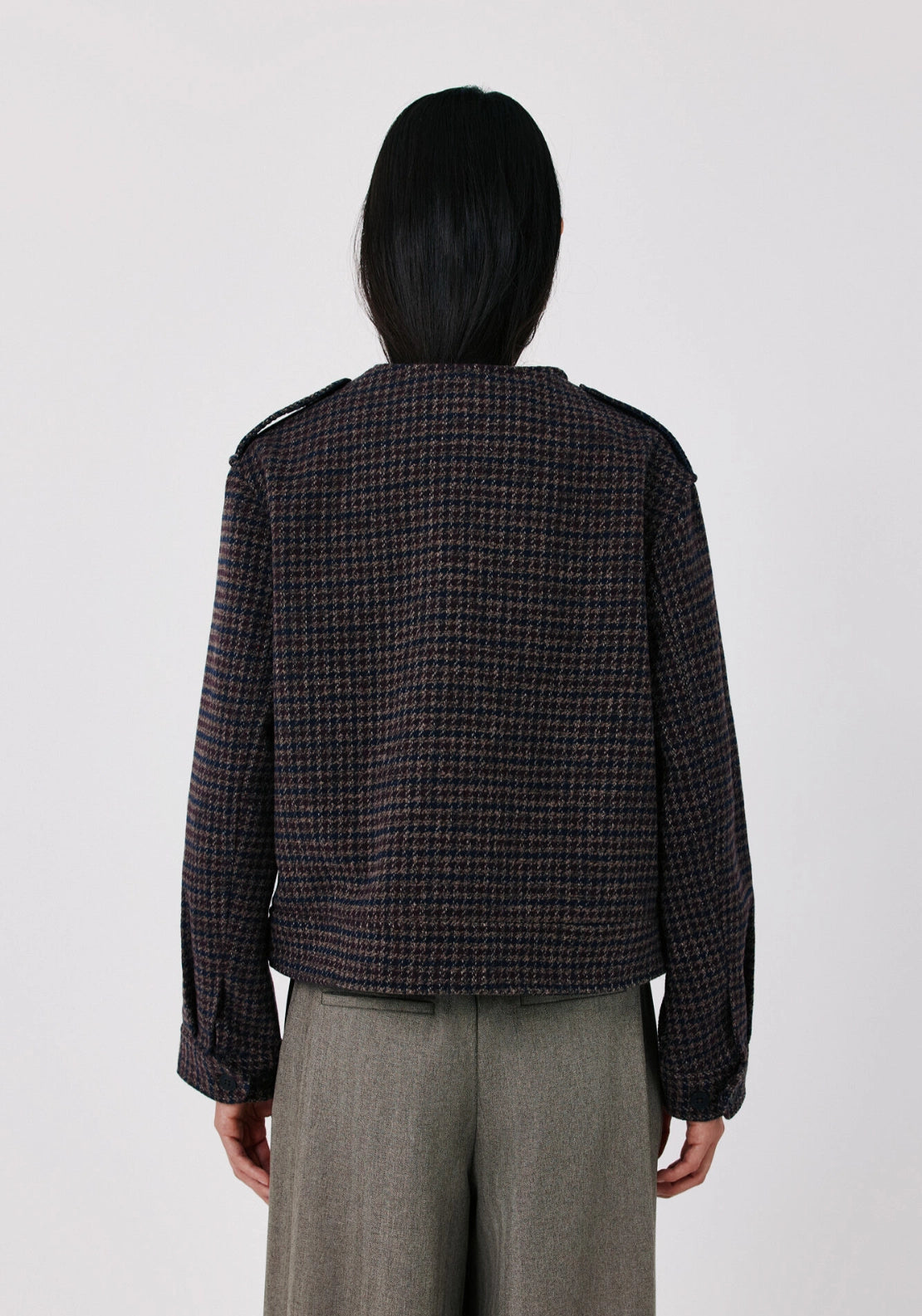 Short Jacket With Scarf - Wine
