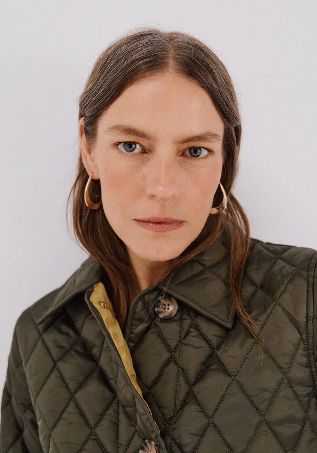 Quilted Anorak With Buttons - Beige