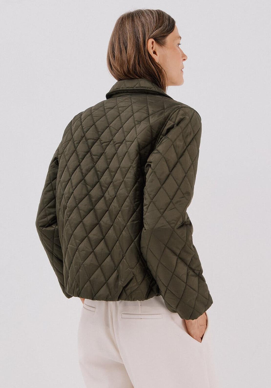 Quilted Anorak With Buttons - Beige