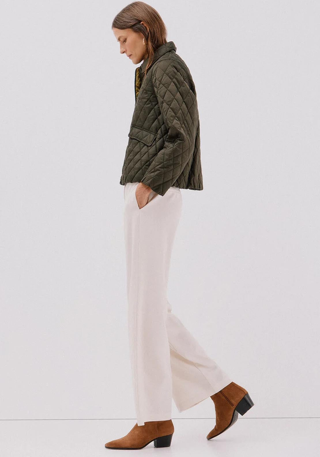 Quilted Anorak With Buttons - Beige