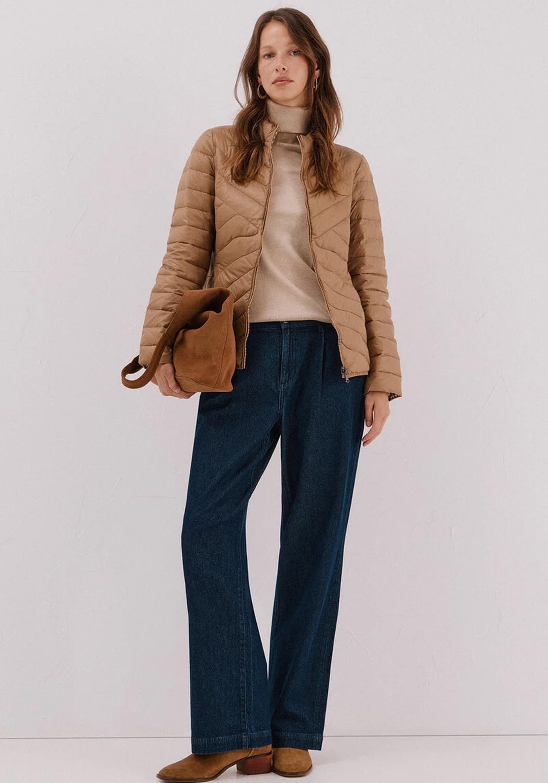 Cortefiel Reversible Feather Bomber Jacket - Beige 7 Shaws Department Stores