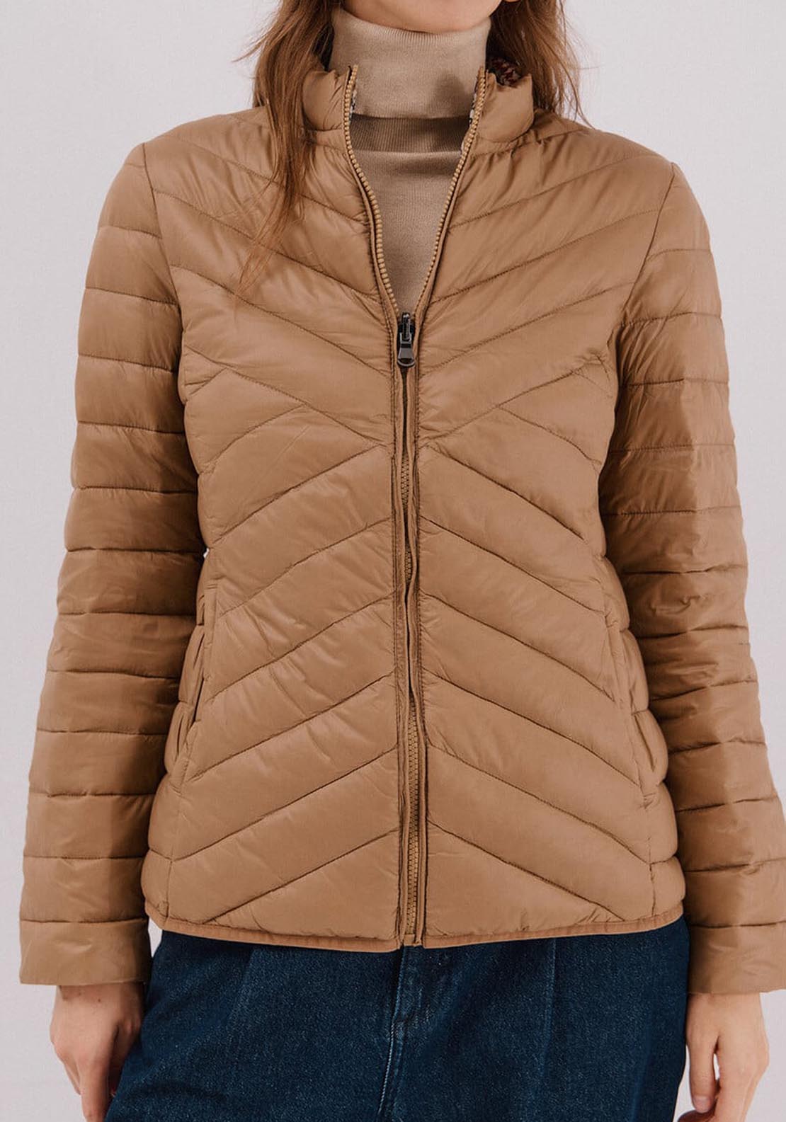 Cortefiel Reversible Feather Bomber Jacket - Beige 5 Shaws Department Stores