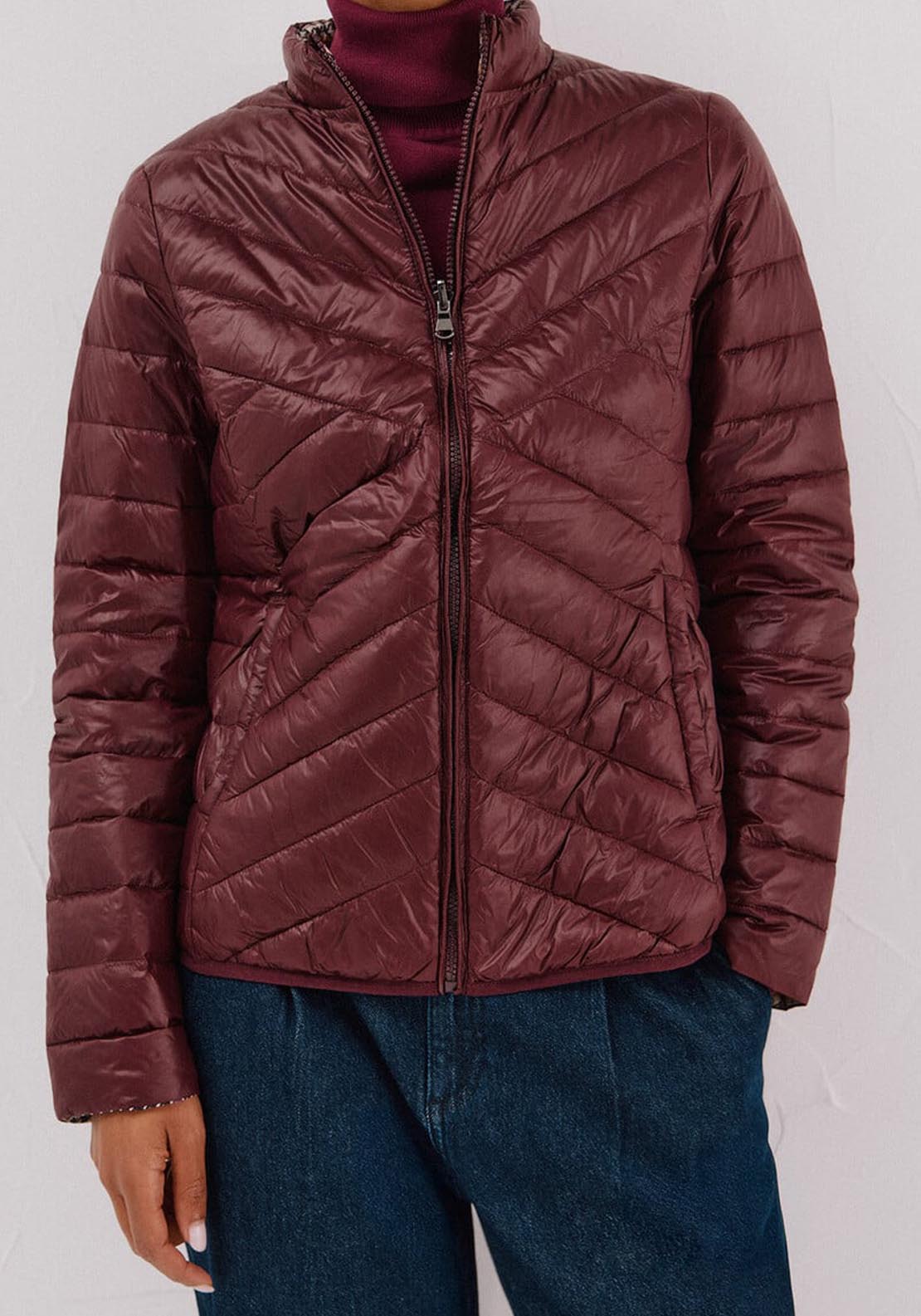 Cortefiel Reversible Feather Bomber Jacket - Red 6 Shaws Department Stores
