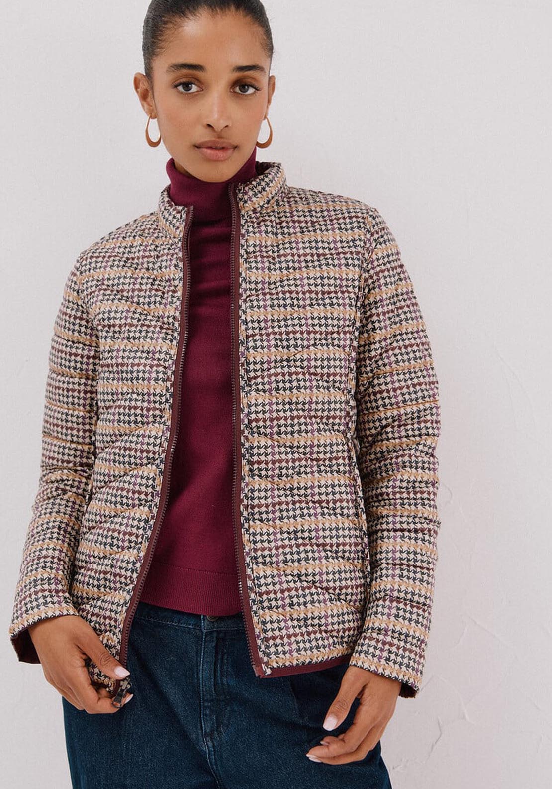 Cortefiel Reversible Feather Bomber Jacket - Red 2 Shaws Department Stores