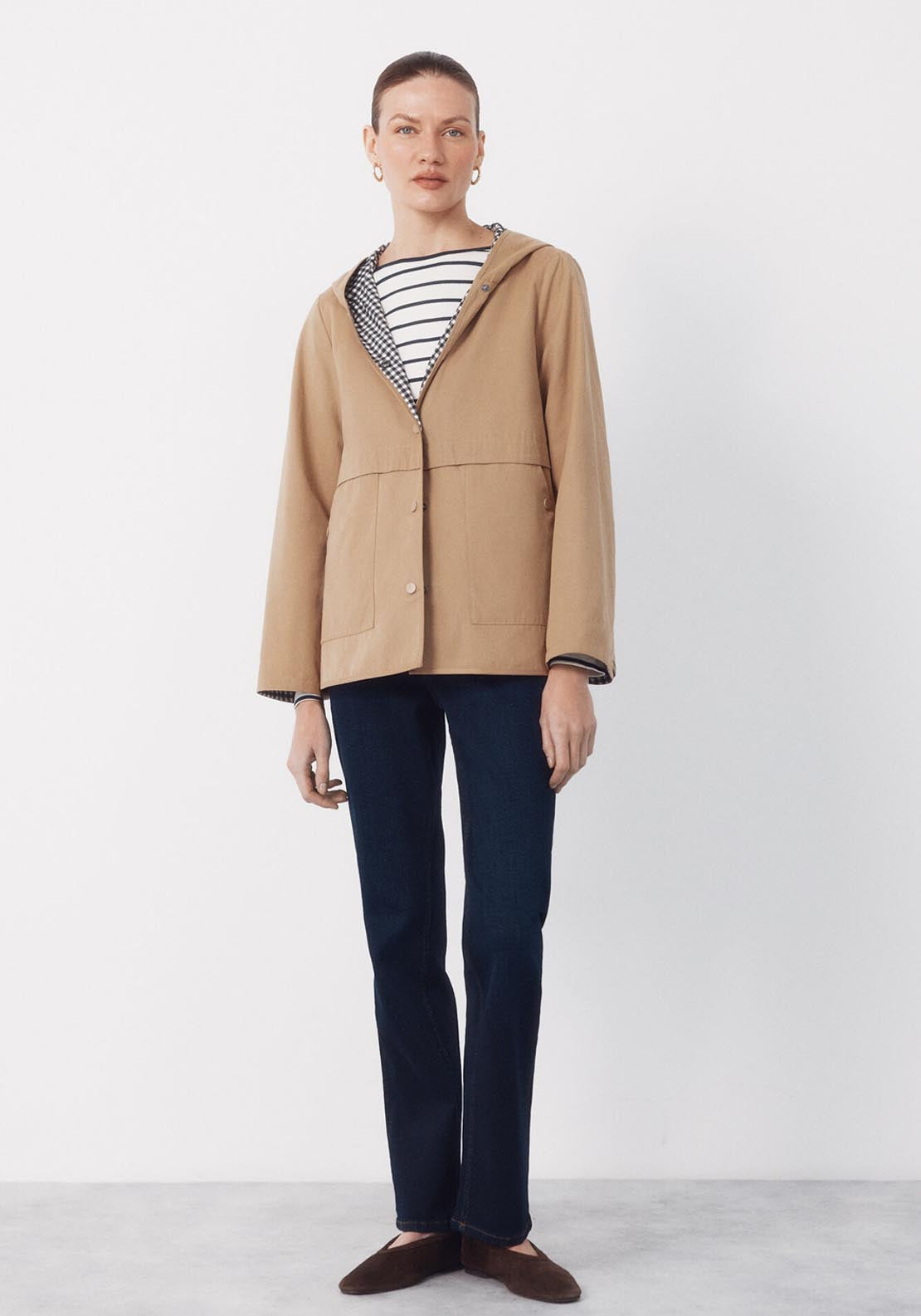 Reversible Water Repellent Parka - Beige