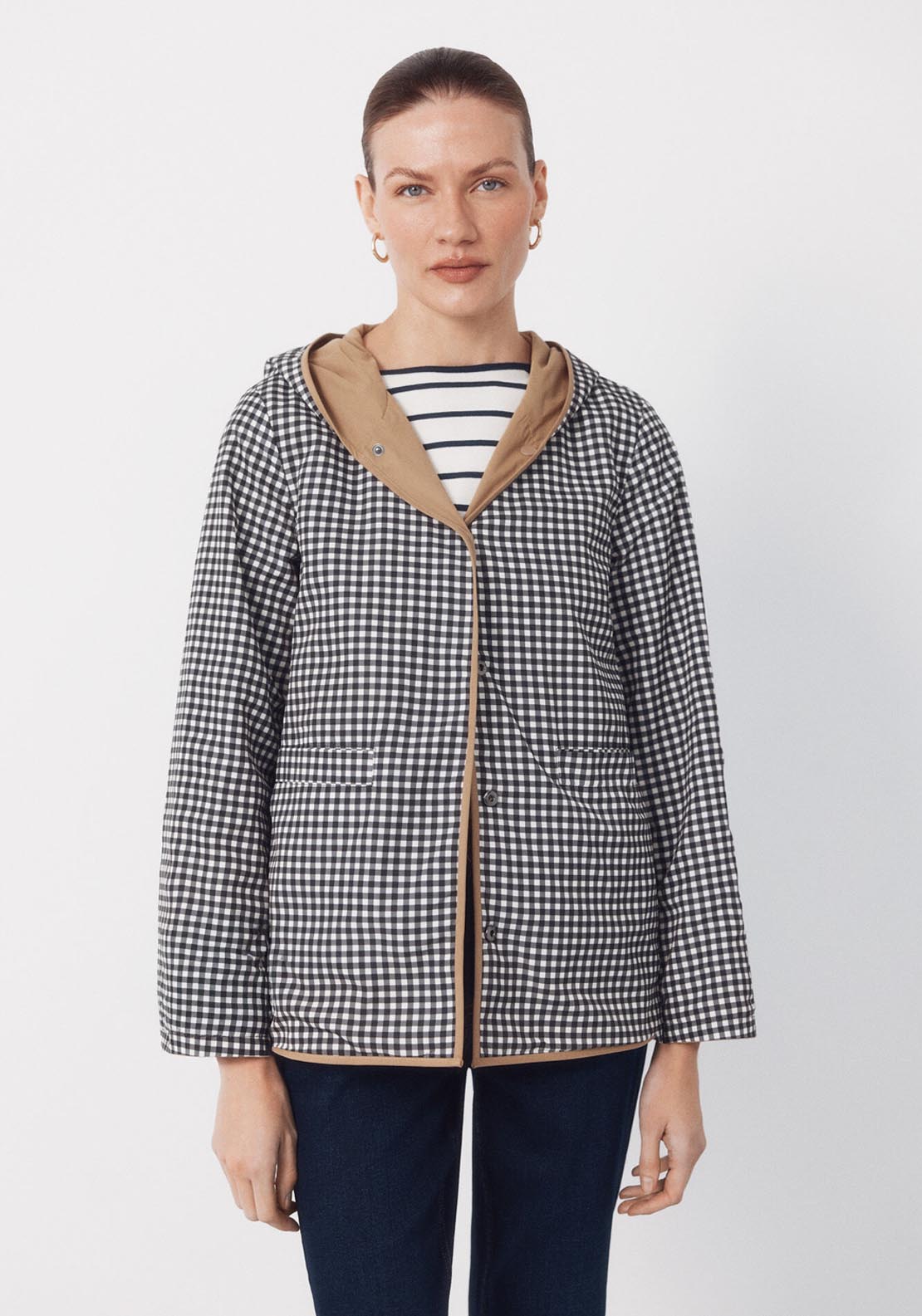 Reversible Water Repellent Parka - Beige