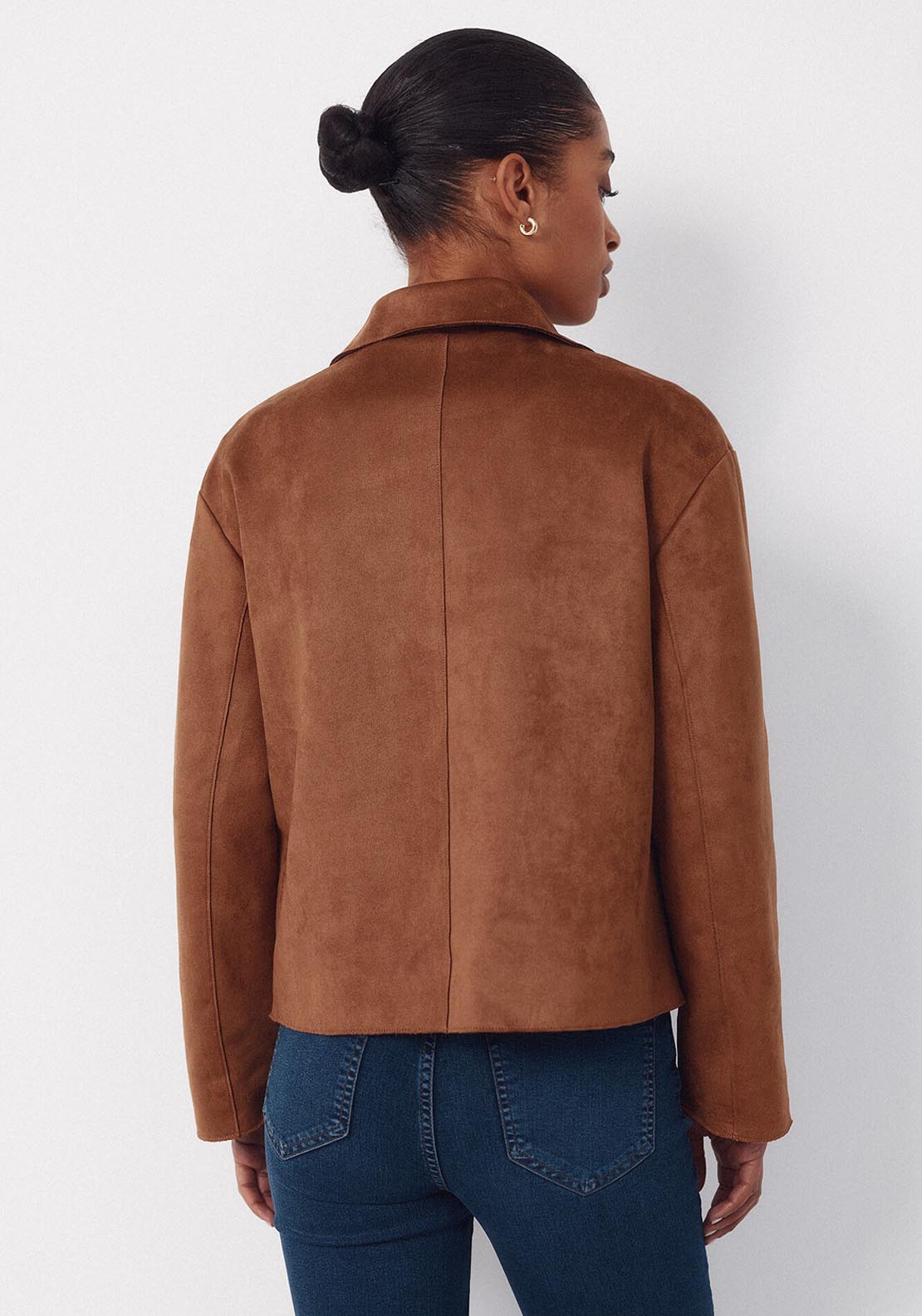 Suede Effect Fabric Jacket - Beige