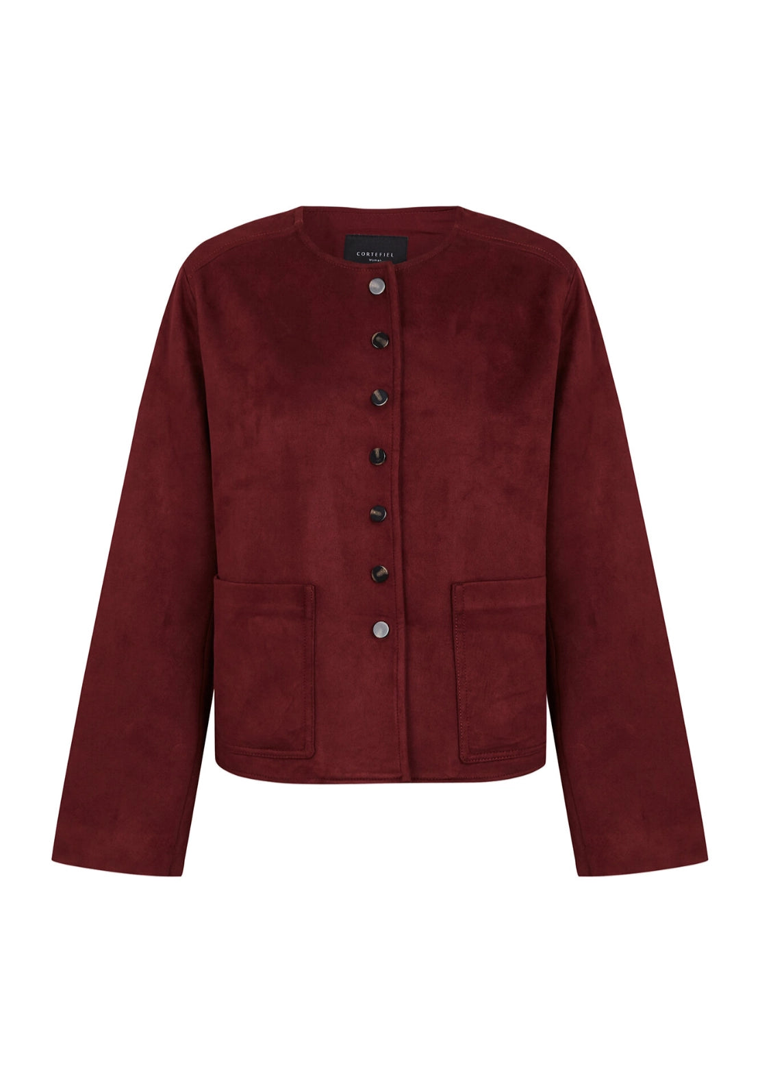 Faux Suede Jacket - Burgundy