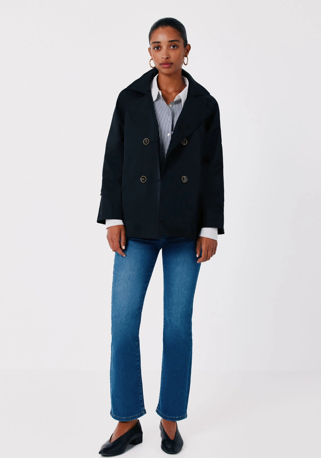 Short Flared Trench - Black