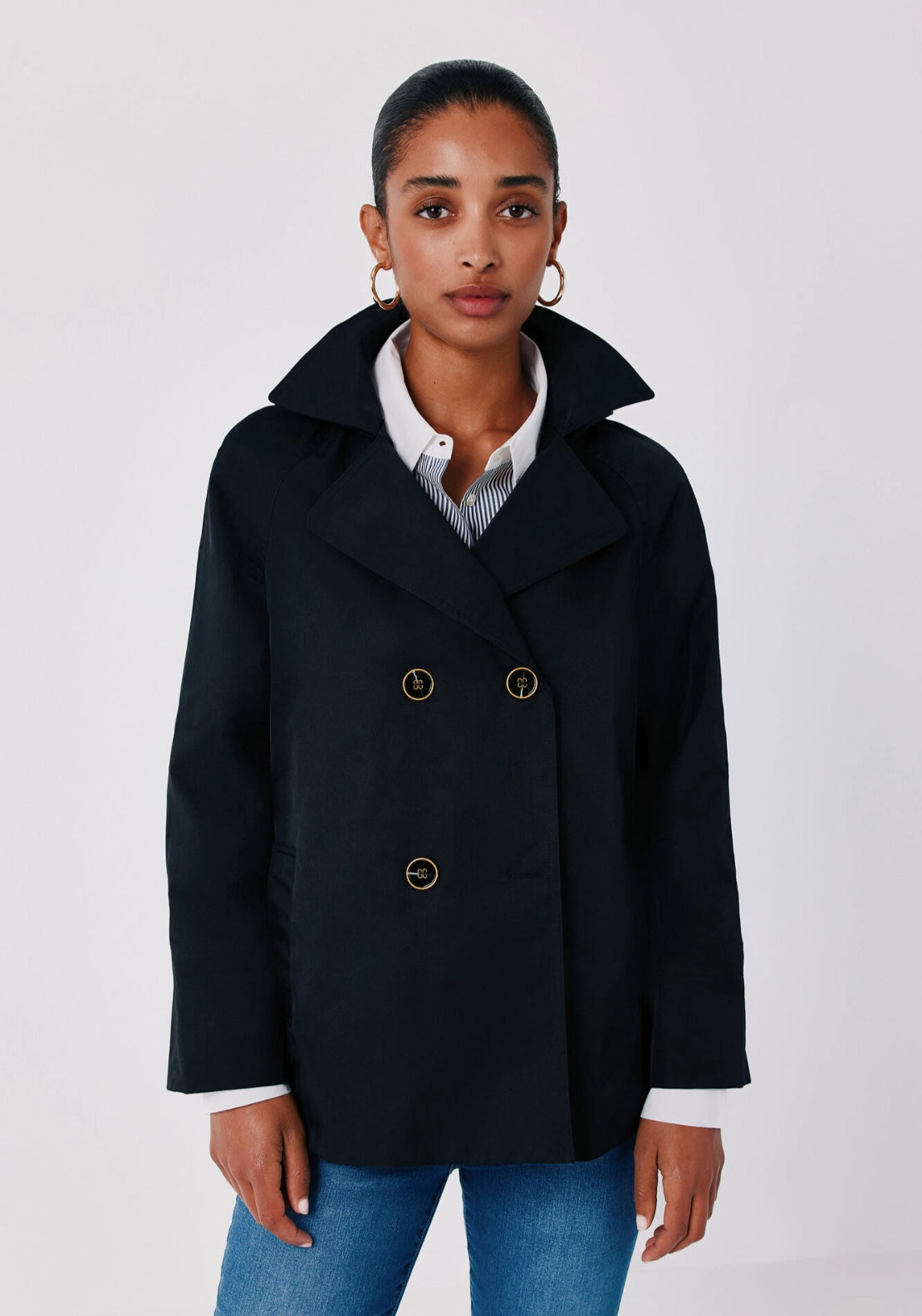 Short Flared Trench - Black