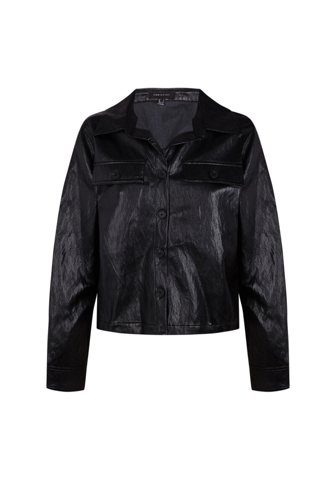 Cortefiel Faux Leather Light Jacket - Black 5 Shaws Department Stores