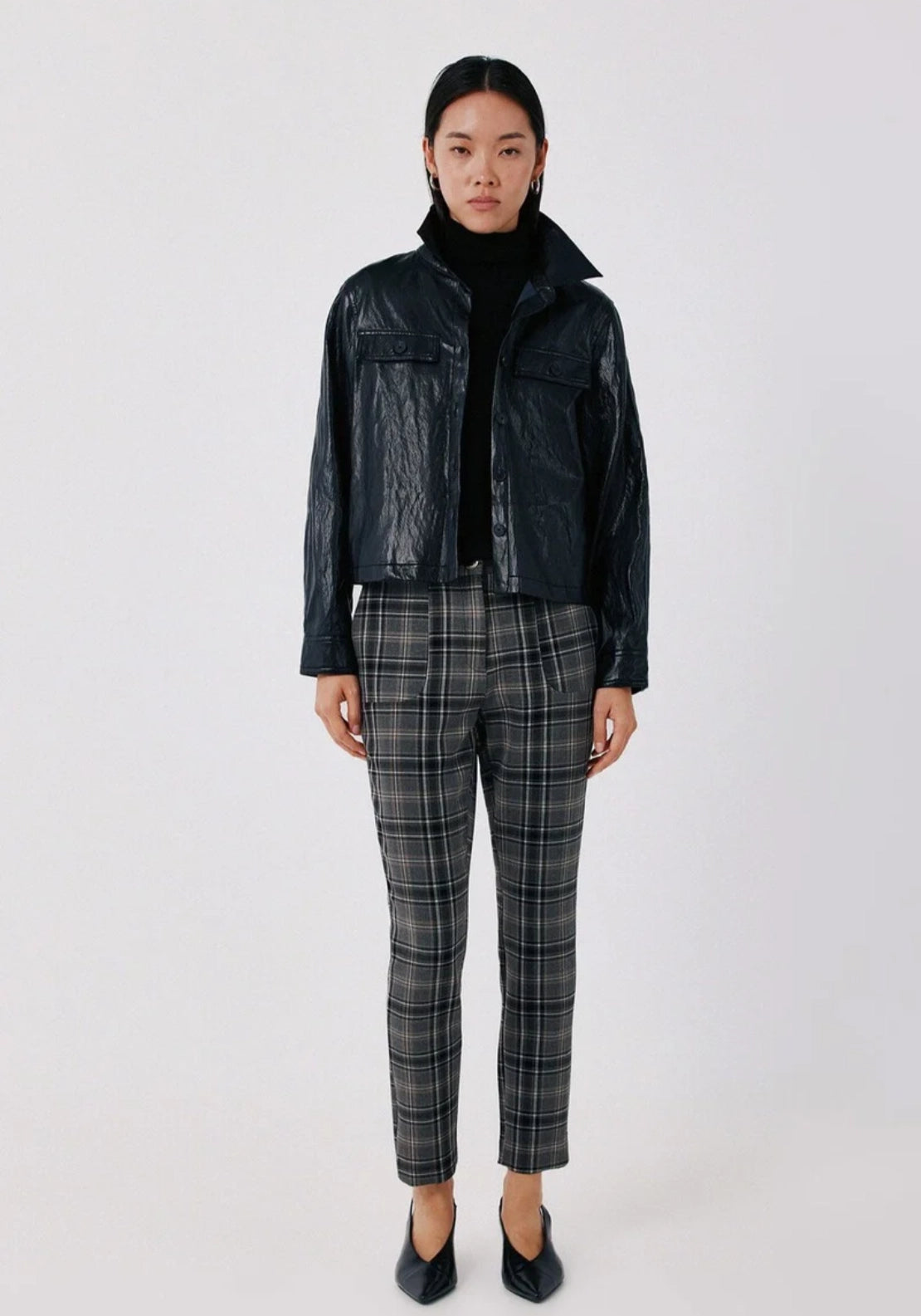Cortefiel Faux Leather Light Jacket - Black 4 Shaws Department Stores