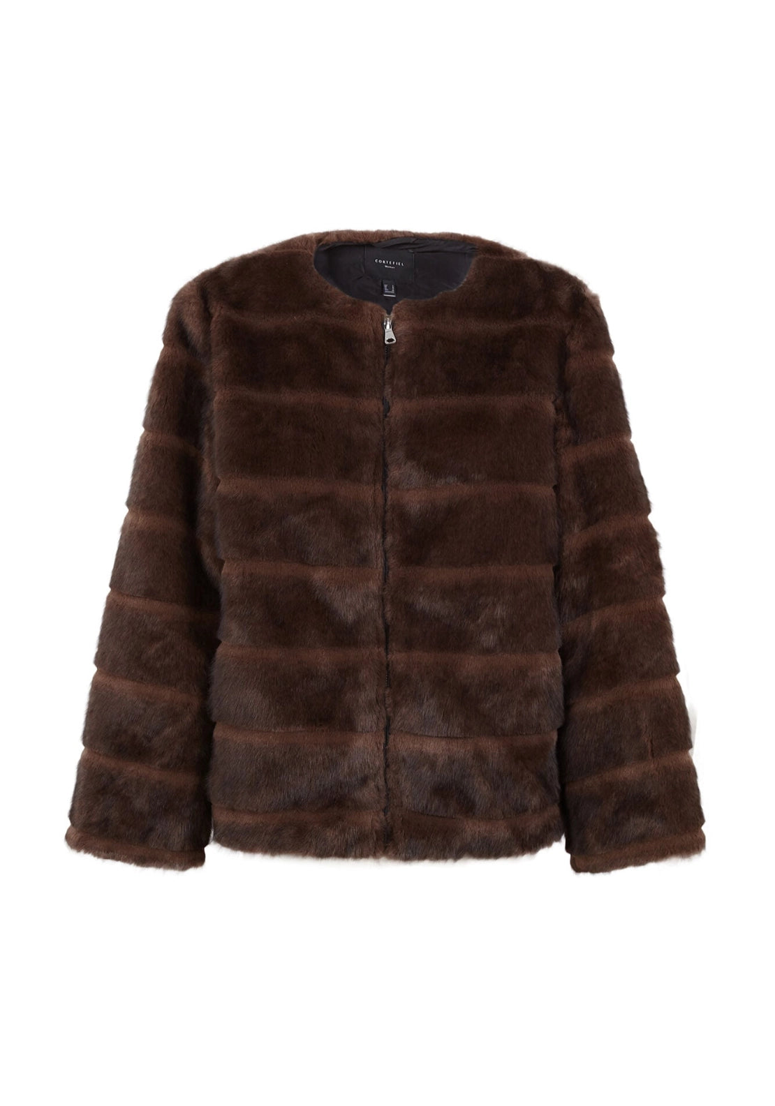 Short Faux Fur Coat - Dark Brown