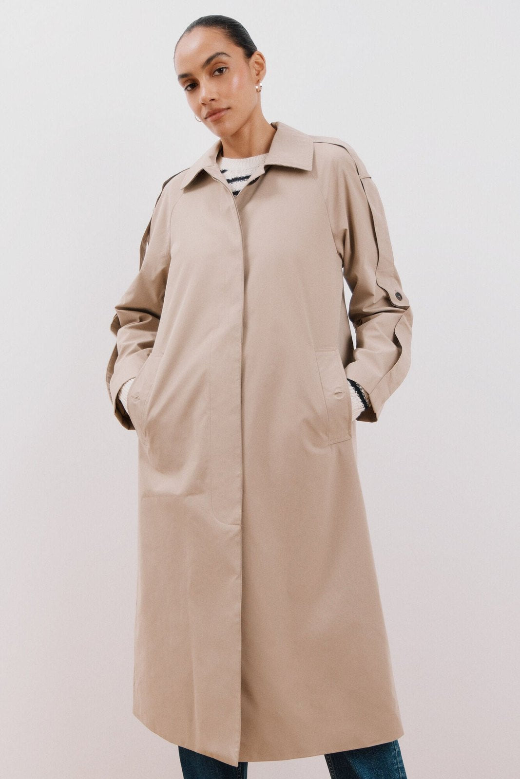 Cortefiel Long water-repellent trench coat - Sand 3 Shaws Department Stores
