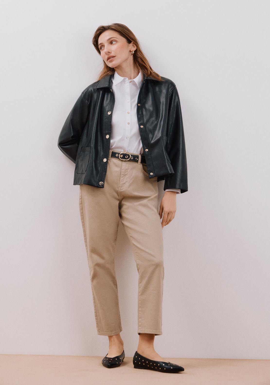 Cortefiel Faux Leather Jacket - Black 5 Shaws Department Stores