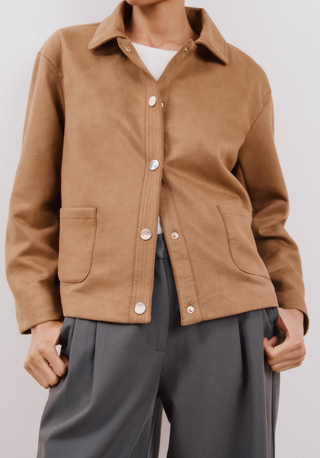 Cortefiel Faux Leather Jacket - Toasted 1 Shaws Department Stores