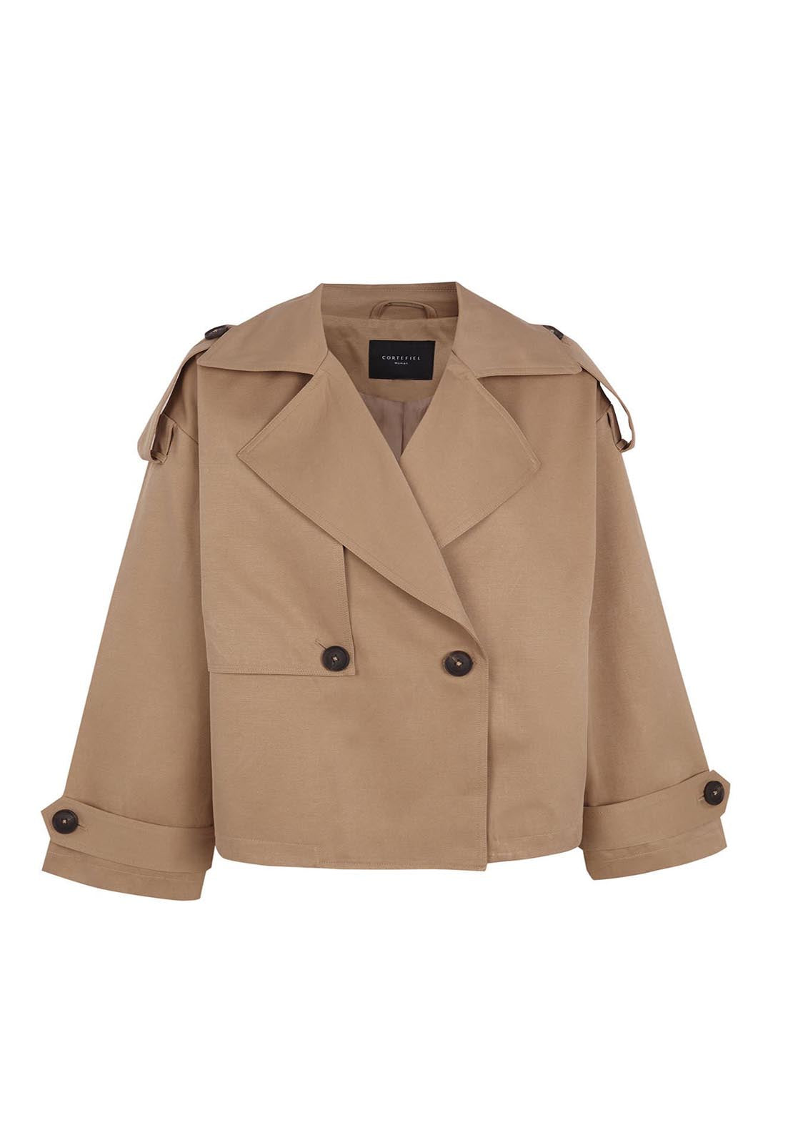 Cortefiel Cropped Trench Coat - Beige/camel 8 Shaws Department Stores