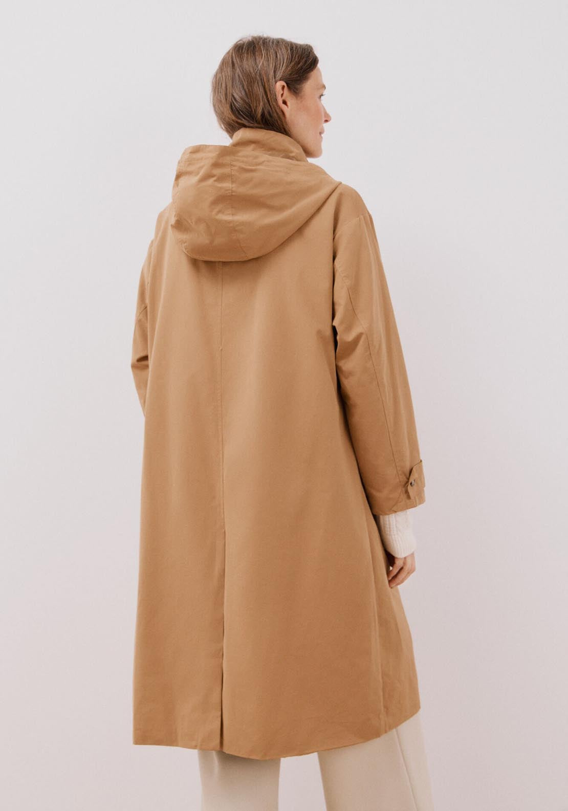 Cortefiel Long Hooded Trench Coat - Toasted Print 6 Shaws Department Stores