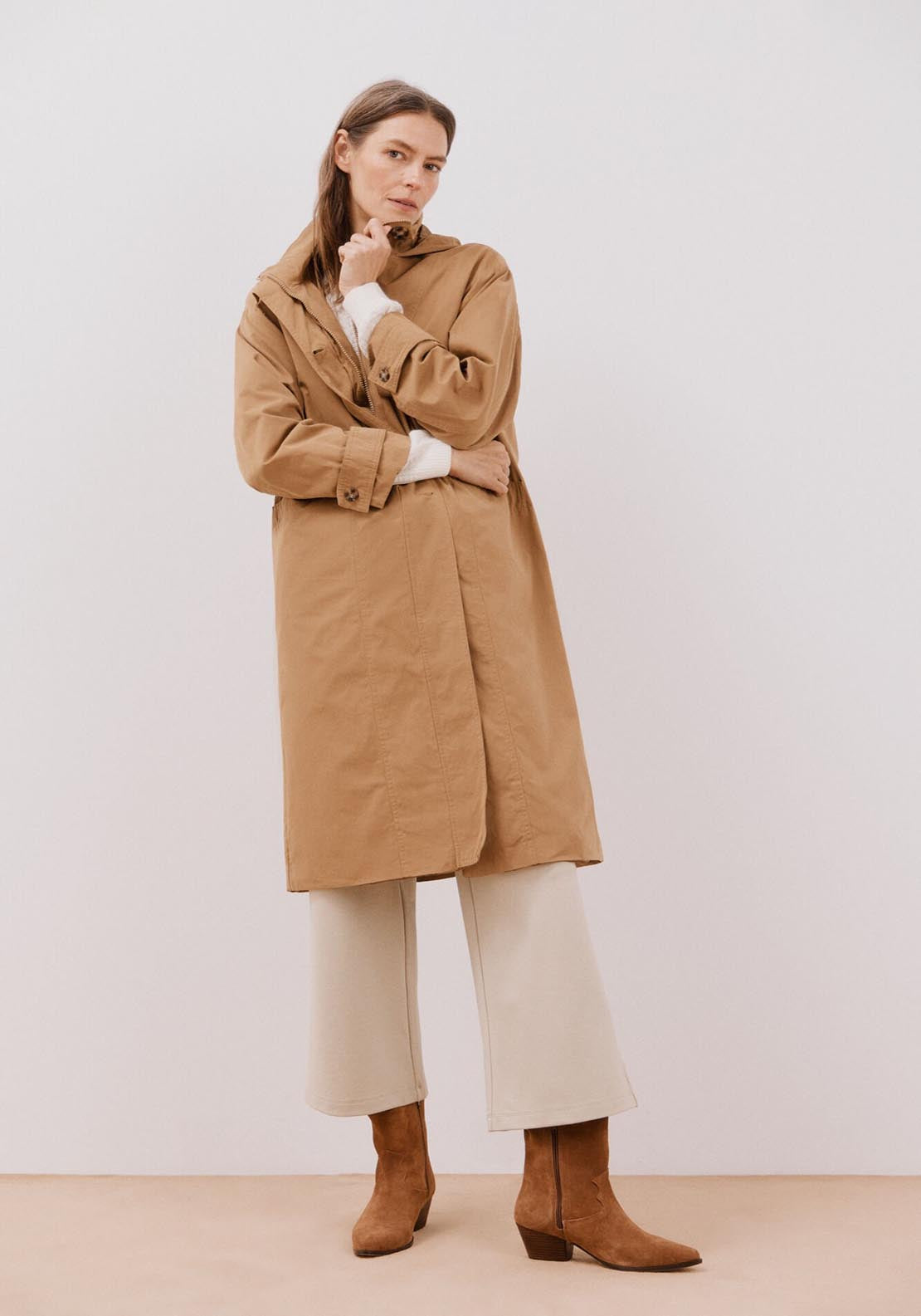 Cortefiel Long Hooded Trench Coat - Toasted Print 7 Shaws Department Stores