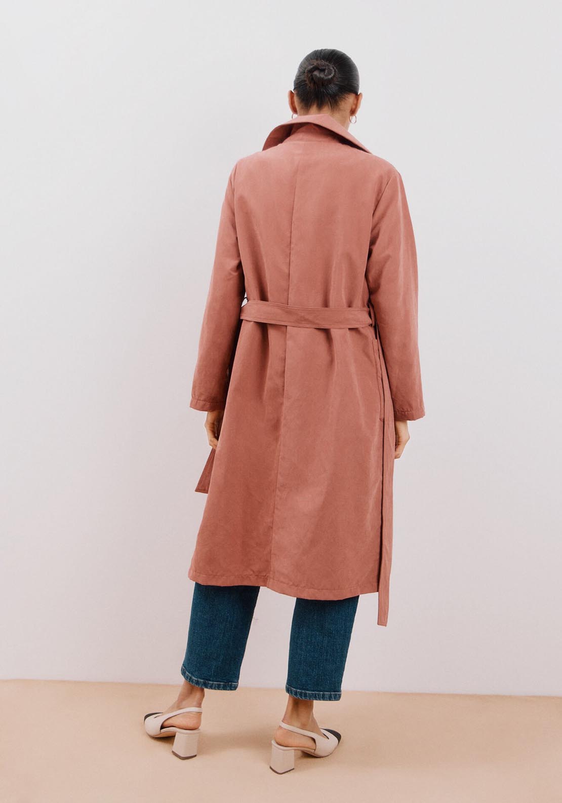 Cortefiel Belted Coloured Trench Coat - Pink 9 Shaws Department Stores