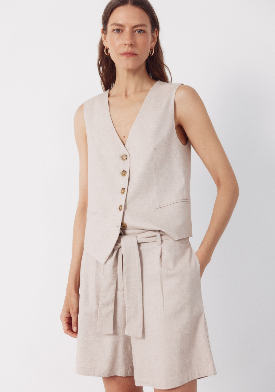 Cortefiel Linen Bermuda Shorts - Sand 3 Shaws Department Stores