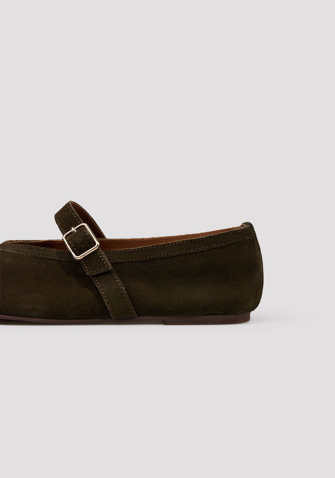 Instep Strap Ballet Flats - Dark Brown