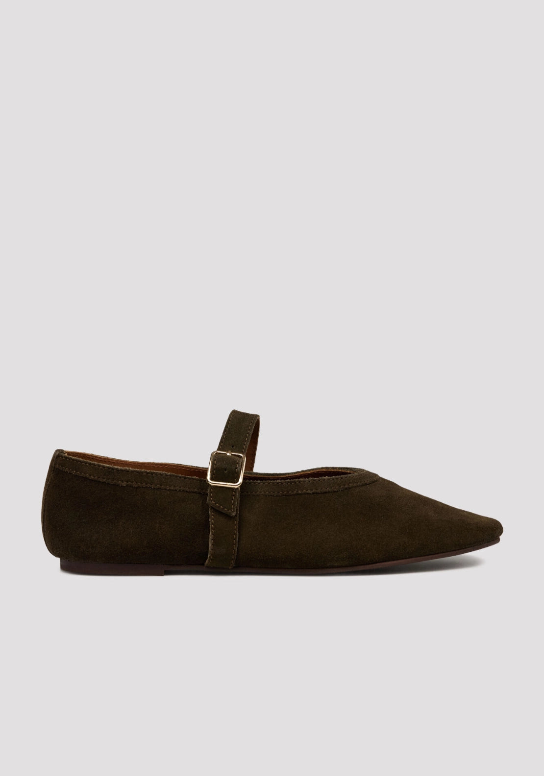 Instep Strap Ballet Flats - Dark Brown