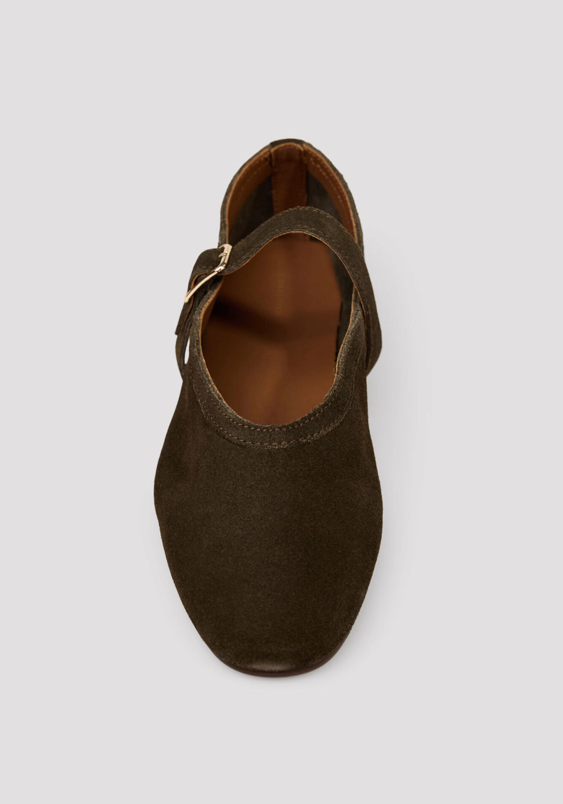 Instep Strap Ballet Flats - Dark Brown