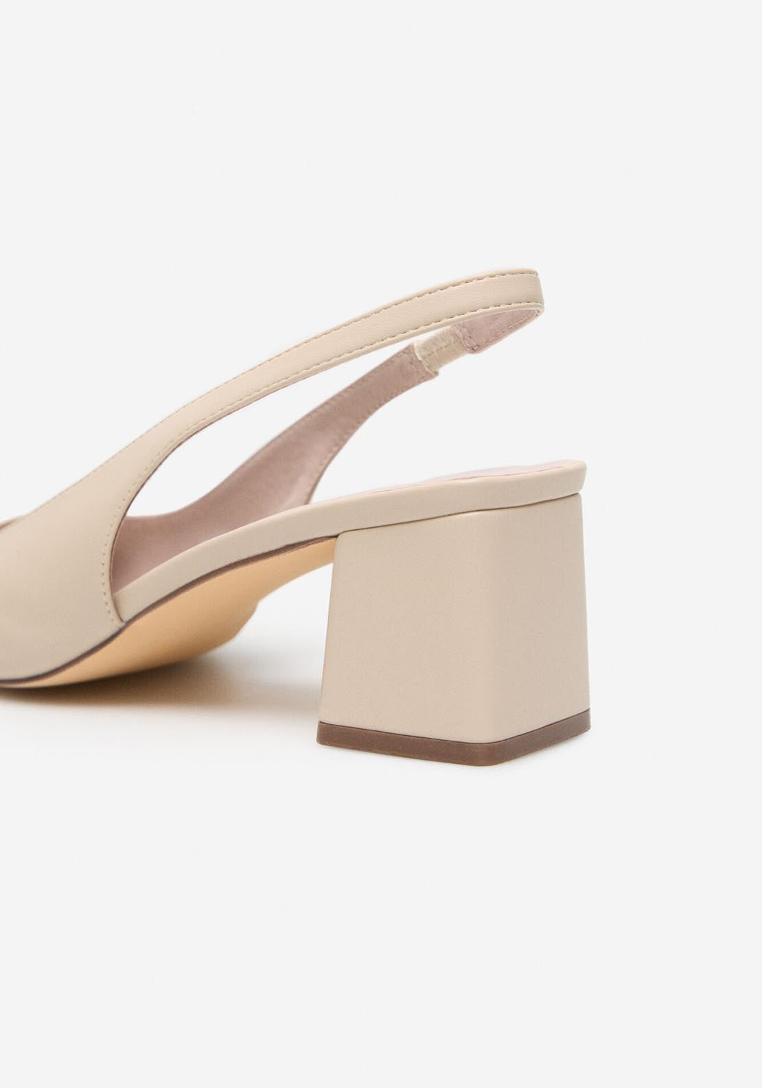 Cortefiel Open Toe Court Shoe - Ivory 3 Shaws Department Stores