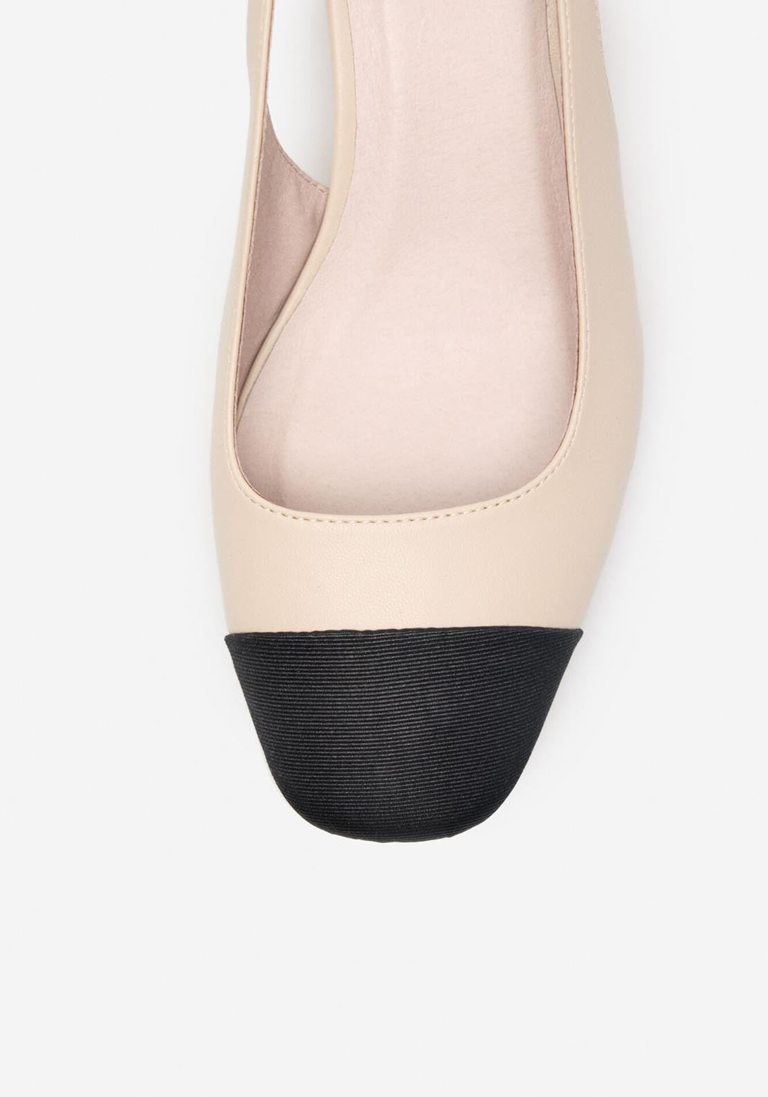 Cortefiel Open Toe Court Shoe - Ivory 2 Shaws Department Stores