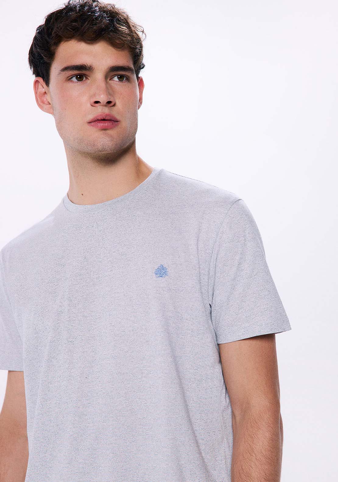 Springfield Short Sleeve Microstripe Tshirt - Blue 1 Shaws Department Stores