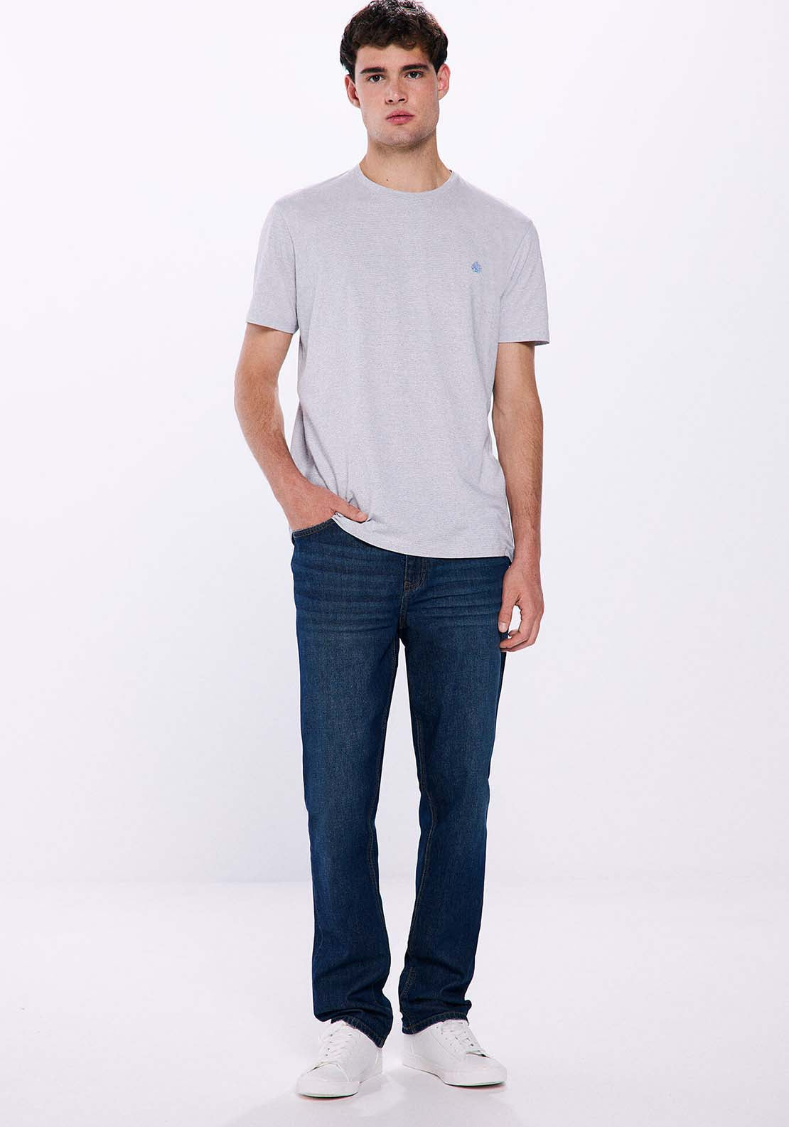 Springfield Short Sleeve Microstripe Tshirt - Blue 2 Shaws Department Stores