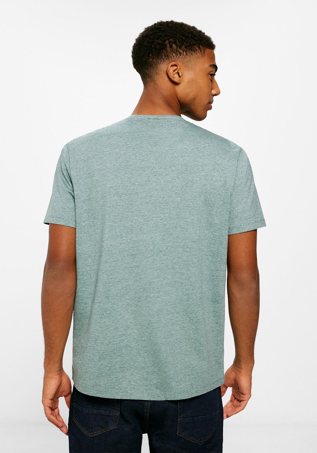 Springfield Short Sleeve Microstripe Tshirt - Green 3 Shaws Department Stores