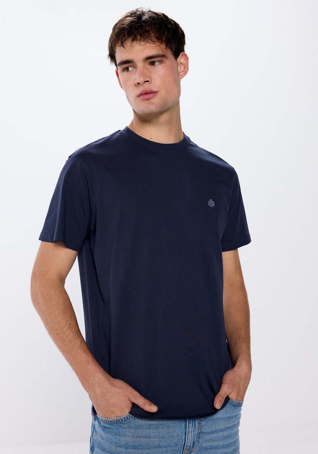 Springfield Basic round neck t-shirt - Blue 1 Shaws Department Stores