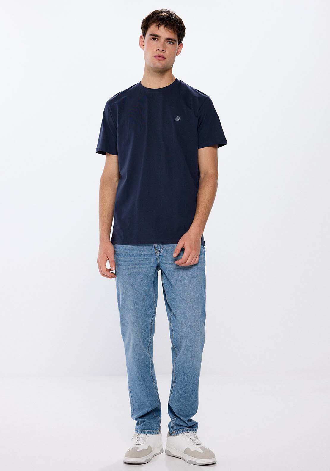 Springfield Basic round neck t-shirt - Blue 4 Shaws Department Stores